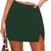 Women's Side Slit High Waisted Mini Skirt Stretchy Bodycon Skort 2025 Y2K Club Skirts with Underneath