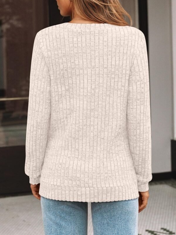 Women's V Neck Long Sleeve Shirt Fall Fashion Tops Tunic Dressy Casual Sweater Clothes Cute Trendy Work Outfits 2025