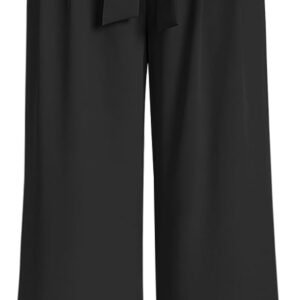 Wide Leg Dress Pants Women's Paperbag High Waisted Business Casual Trousers with Removable Belt