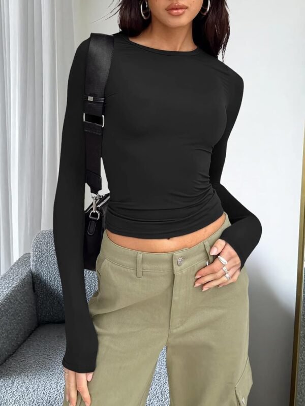 Women's Long Sleeve T Shirts Fall Fashion 2025 Basic Crop Tops Going Out Outfits Y2k Clothes