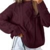 Women's Oversized Cable Knit Crewneck Sweaters