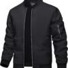 Men's Bomber Jacket Lightweight Casual Spring Fall Windbreaker Zip Up Coat with Pocket