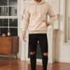 Mens Casual Cotton Hooded Collar Drawstring Hoodies Pullover Sweatshirts Casual Long Sleeve Shirts